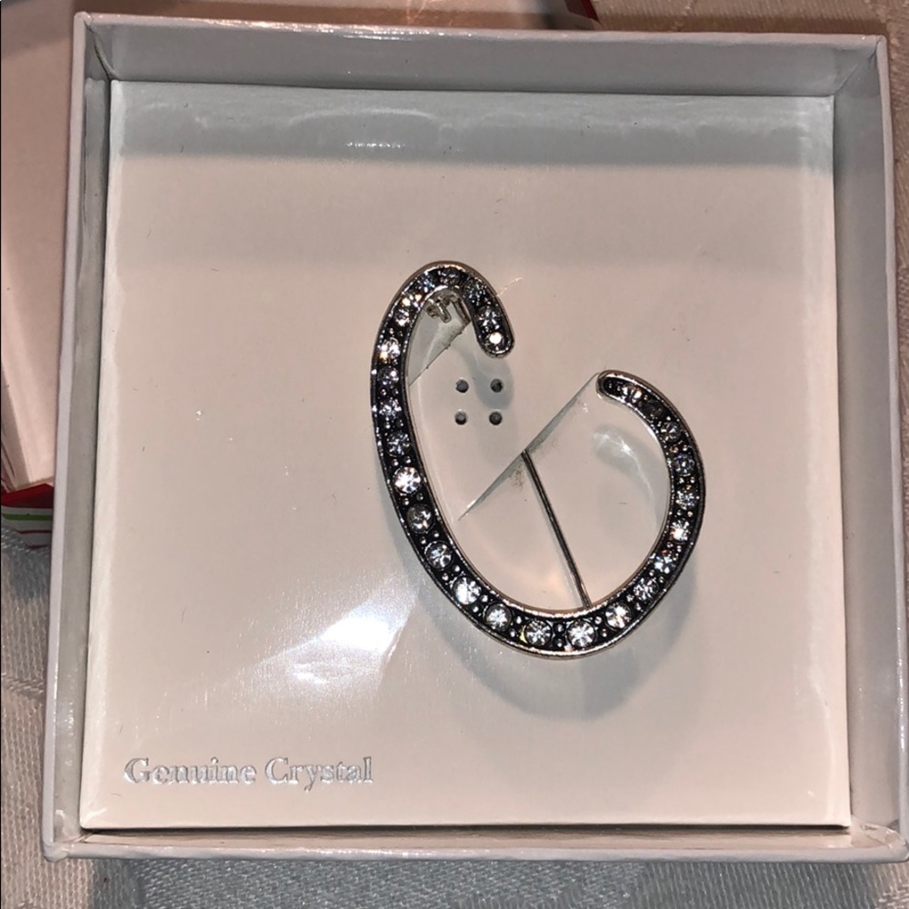 LetterC genuine crystal brooch. Brand new in box